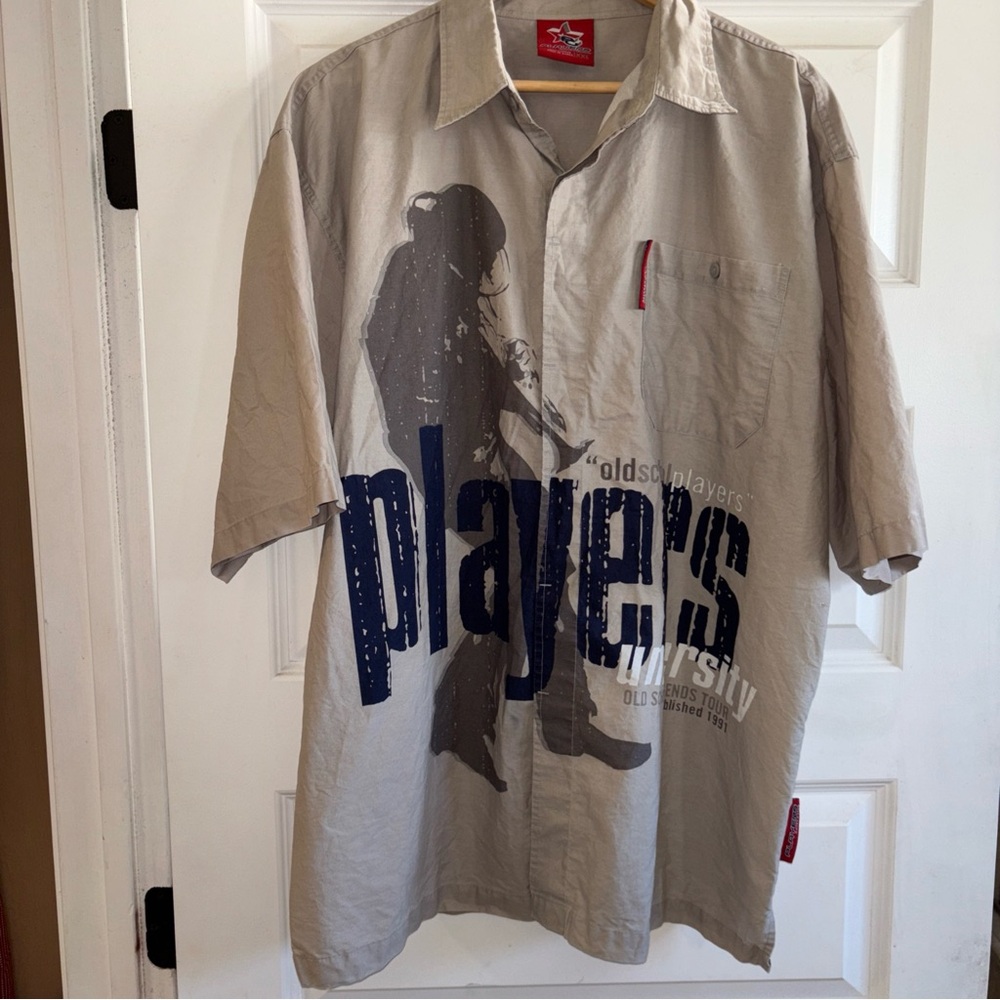 Men’s Players University Button Down Short Sleeve Shirt XXL Old School Legends